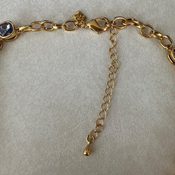 CN PJM signed yellow gold plated pink purple jewels gemstones statement necklace - Picture 5 of 7